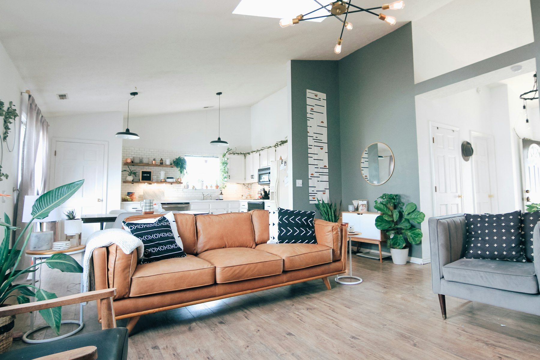 A finished, modern living room
