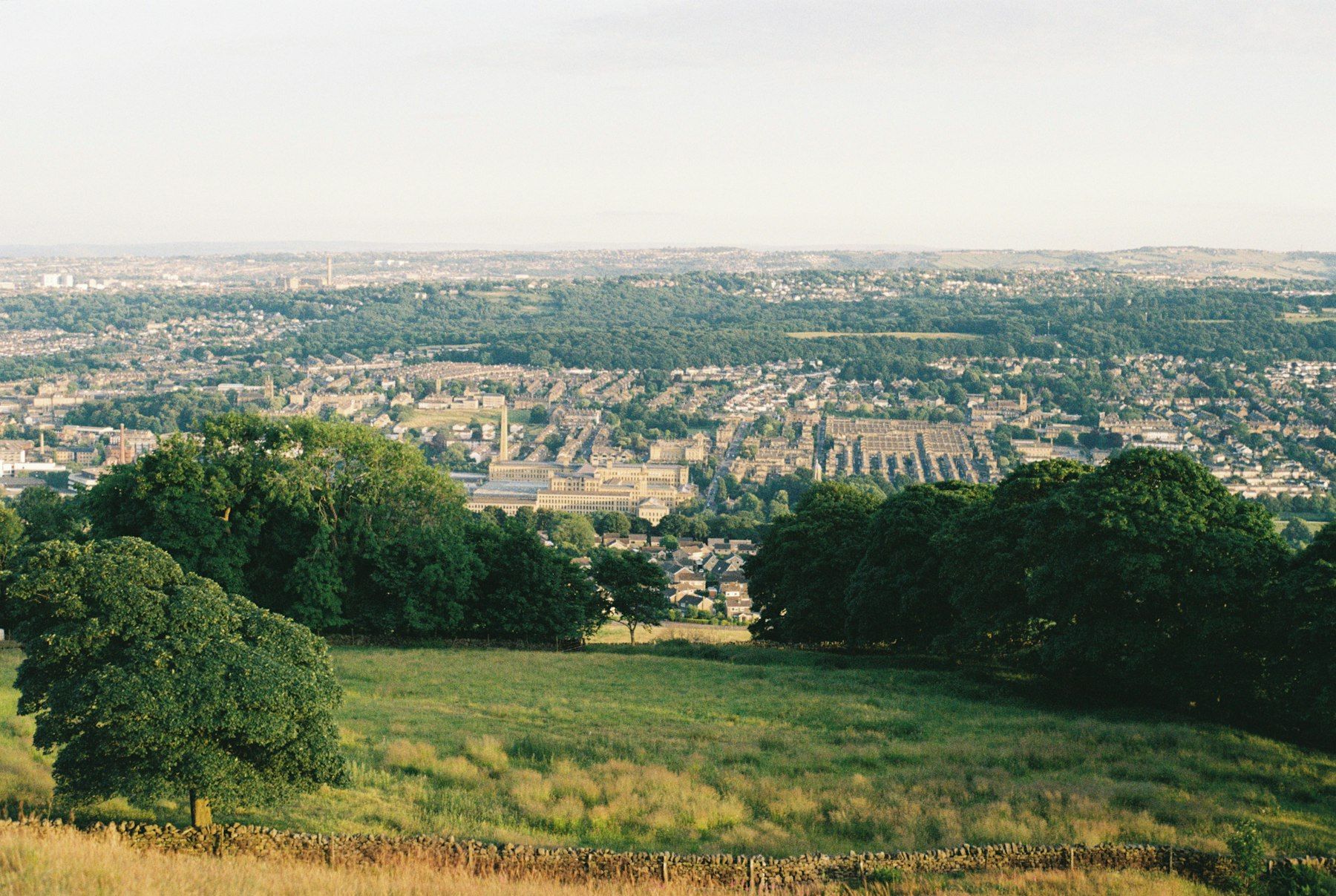 View across a Yorkshire valley towards the town below